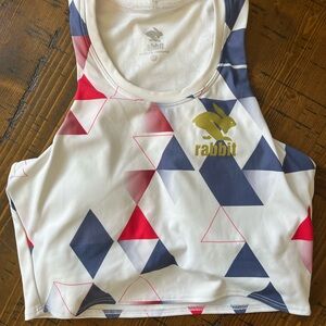 Rabbit Women's Geometric Crop Top - White, Red, Blue